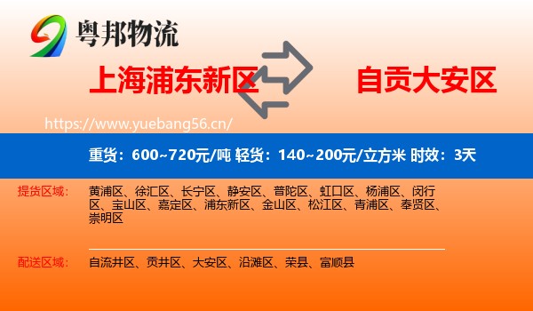 上海浦东新区到大安区物流专线名片