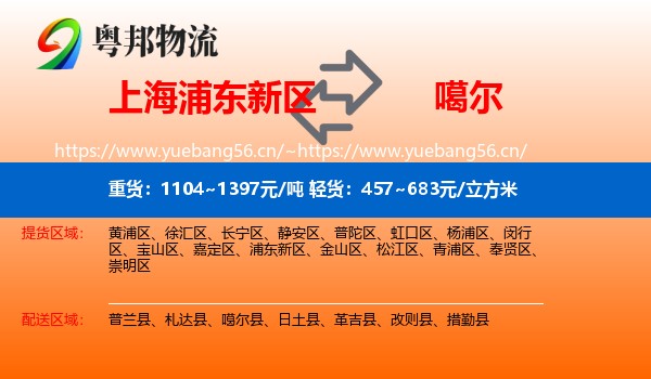 上海浦东新区到噶尔县物流