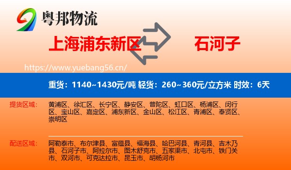 上海浦东新区到石河子市物流专线名片