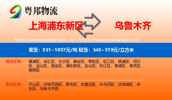 上海浦东新区到乌鲁木齐物流