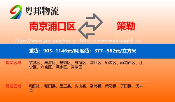南京浦口区到策勒县物流