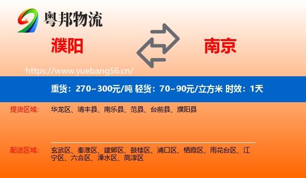 濮阳到南京物流专线名片
