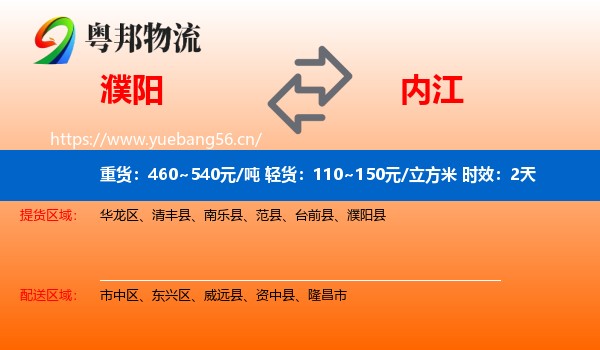 濮阳到内江物流专线名片
