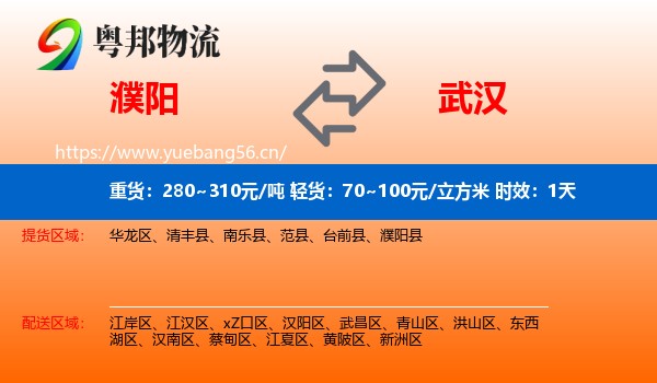 濮阳到武汉物流专线名片