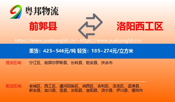 前郭县到西工区物流