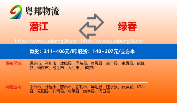 潜江到绿春县物流