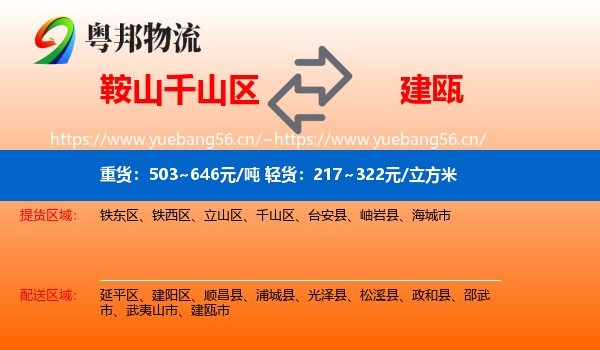 鞍山千山区到建瓯市物流