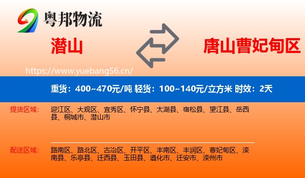 潜山到曹妃甸区物流专线名片