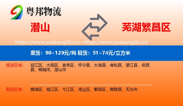潜山到繁昌区物流