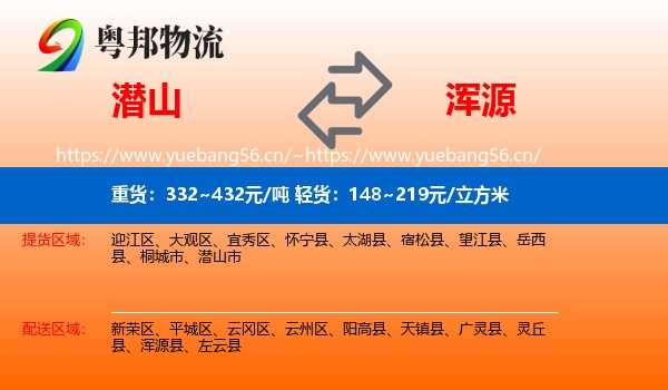 潜山到浑源县物流