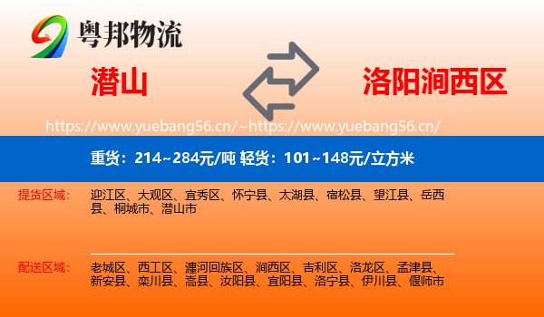 潜山到涧西区物流