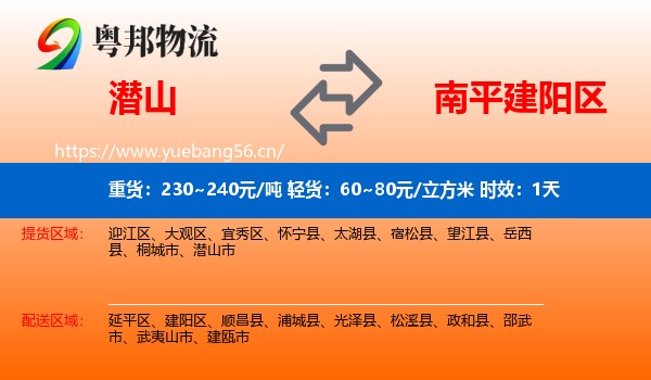 潜山到建阳区物流专线名片
