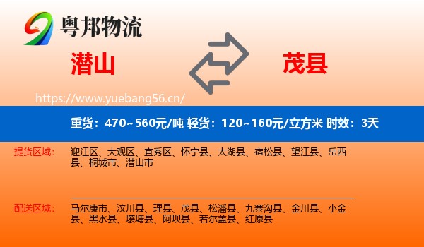 潜山到茂县物流专线名片