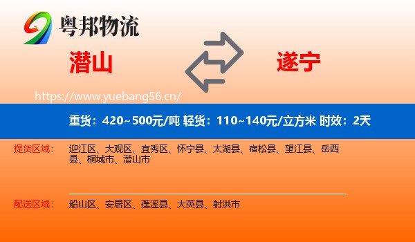 潜山到遂宁物流专线名片