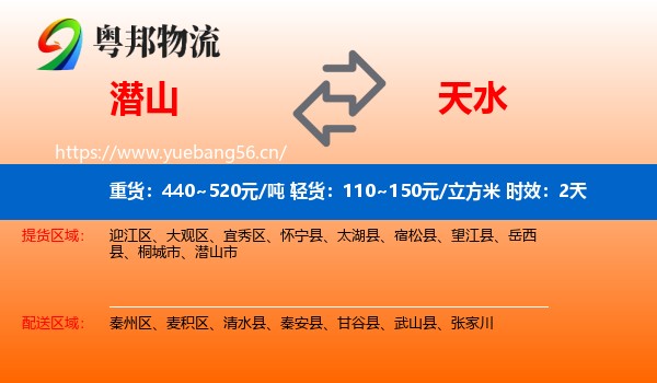 潜山到天水物流专线名片