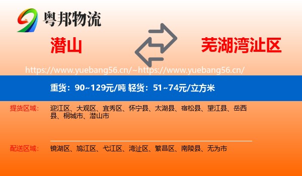 潜山到湾沚区物流