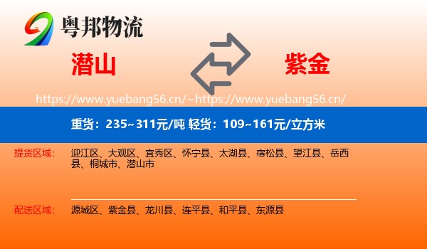 潜山到紫金县物流