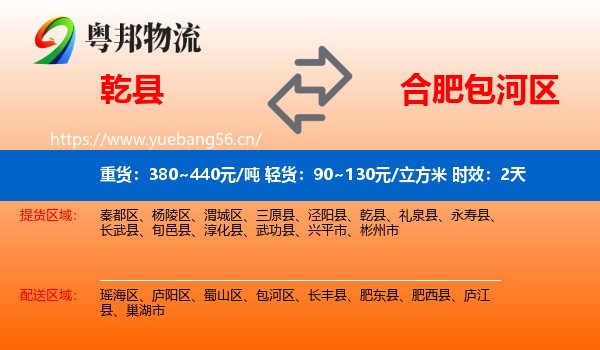 乾县到包河区物流专线名片