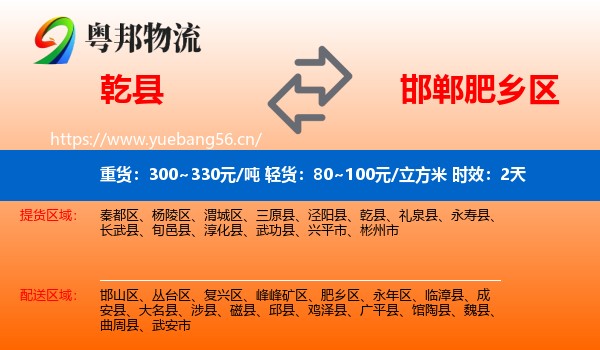 乾县到肥乡区物流 乾县到肥乡区物流专线名片