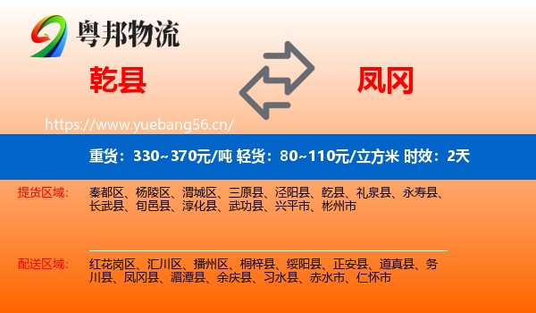 乾县到凤冈县物流专线名片