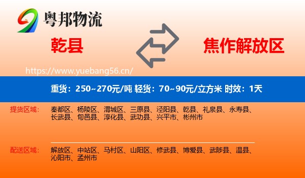 乾县到解放区物流 乾县到解放区物流专线名片