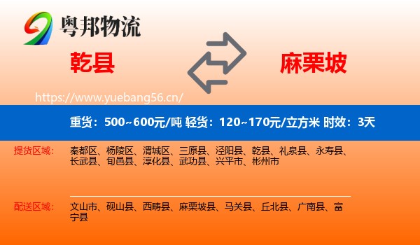 乾县到麻栗坡县物流专线名片