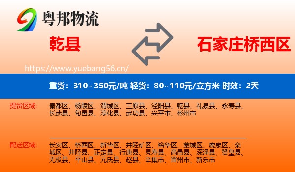 乾县到桥西区物流专线名片