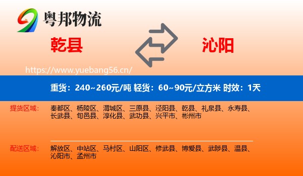 乾县到沁阳市物流 乾县到沁阳市物流专线名片