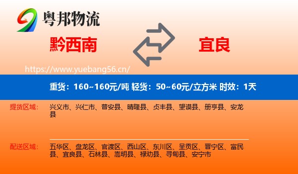 黔西南到宜良县物流专线名片