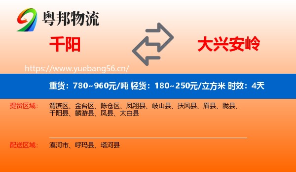 千阳到大兴安岭物流专线名片