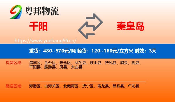 千阳到秦皇岛物流专线名片