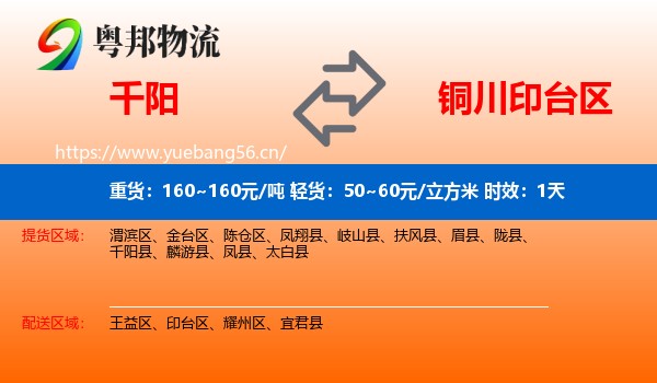 千阳到印台区物流专线名片