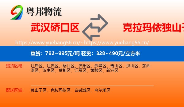 武汉硚口区到独山子区物流
