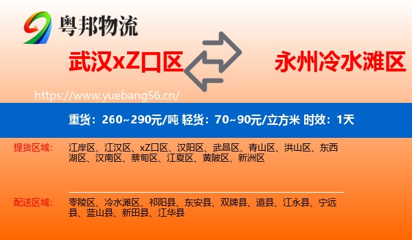 武汉xZ口区到冷水滩区物流专线名片