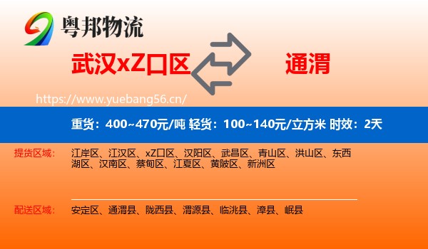 武汉xZ口区到通渭县物流专线名片