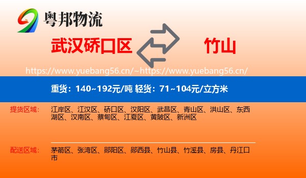 武汉硚口区到竹山县物流
