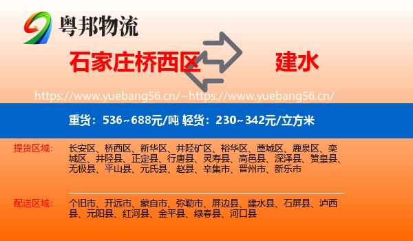 石家庄桥西区到建水县物流