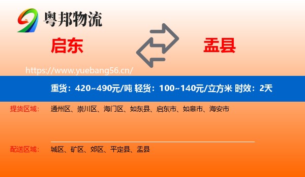 启东到盂县物流专线名片
