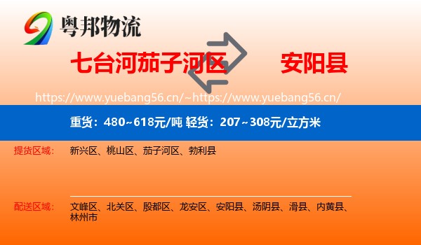七台河茄子河区到安阳县物流