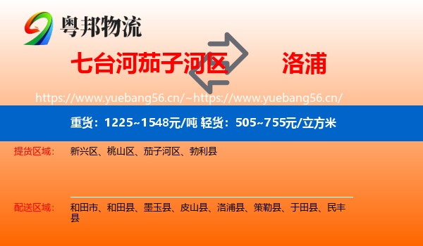 七台河茄子河区到洛浦县物流