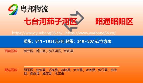 七台河茄子河区到昭阳区物流