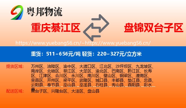 重庆綦江区到双台子区物流