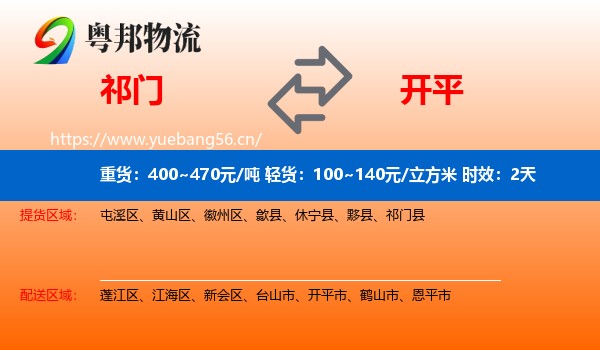 祁门到开平市物流专线名片