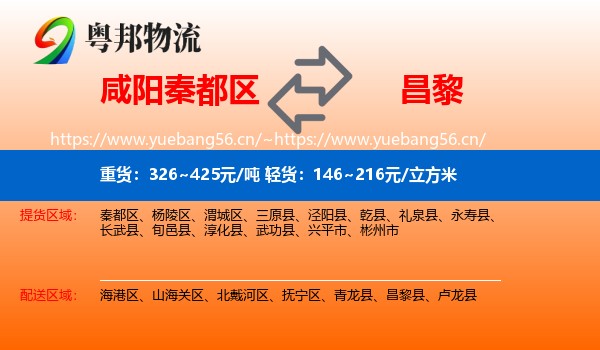 咸阳秦都区到昌黎县物流