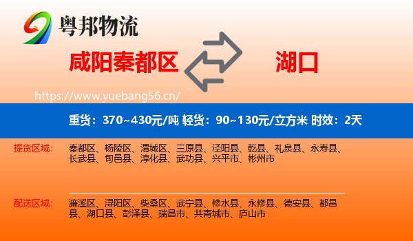 咸阳秦都区到湖口县物流专线名片