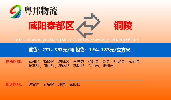 咸阳秦都区到铜陵物流