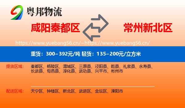 咸阳秦都区到新北区物流