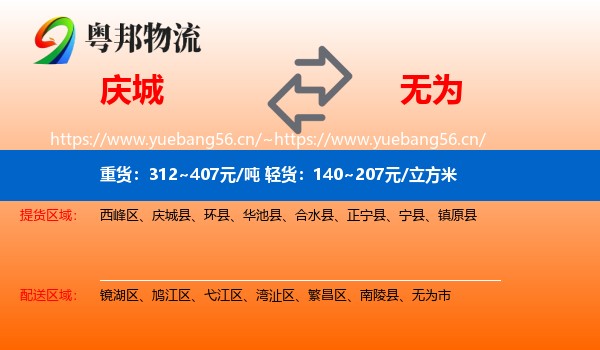 庆城到无为市物流