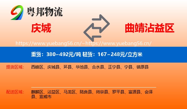 庆城县到沾益区物流专线