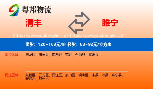 清丰到睢宁县物流